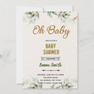 Groene blad baby shower thema uitnodiging