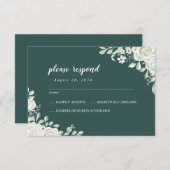 Groene Blad Bloemen Bruiloft RSVP Kaart (Voorkant / Achterkant)