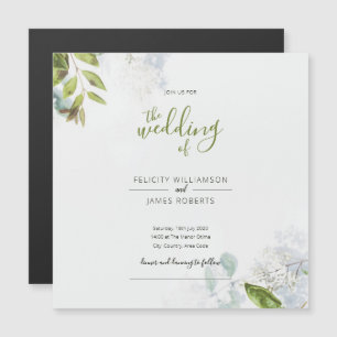 Groene Blad Bloemen Magnetische Bruiloft Uitnodigi Uitnodiging