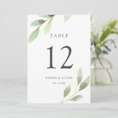 Groene Blad Botanisch Trouwtafel Nummer 5x7 Kaart (Staand voorkant)