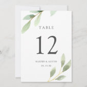 Groene Blad Botanisch Trouwtafel Nummer 5x7 Kaart (Achterkant)