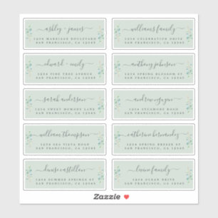 Groene Blad Bruiloft Gast Adreslabels Sticker