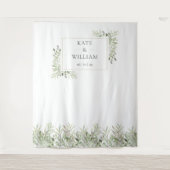 Groene Blad Bruiloftsfotocabine Achtergrond Wandkleed (Voorkant)