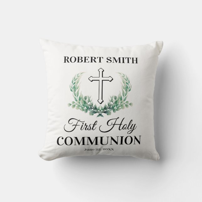 Groene blad eerste communie  kussen (Voorkant)