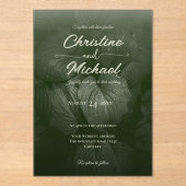 Groene blad elegante groen lente bruiloft acryl uitnodigingen (Voorkant)