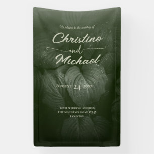 Groene blad elegante groen lente bruiloft spandoek