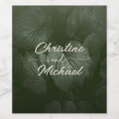 Groene blad elegante groen lente bruiloft wijn etiket (Enkel label)