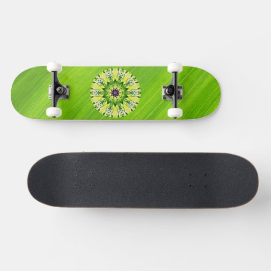 Groene blad- en mandala-skateboarddek skateboard (Horizontaal)