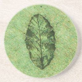 Groene blad fossiel zandsteen onderzetter