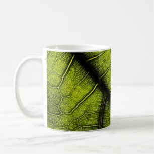 Groene blad in close-up fotografie koffiemok
