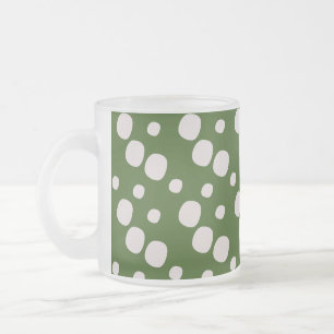 Groene Blad Roze Stippen    Matglas Koffiemok