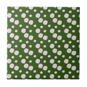 Groene Blad Roze Stippen Tegeltje