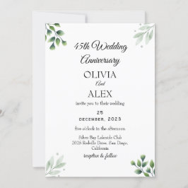 Groene Blad' Standaard 45e Huwelijksjubileum Kaart