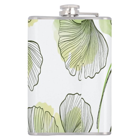 Groene bladen heupfles (Achterkant)