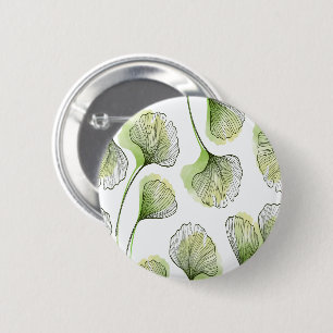 Groene bladen ronde button 5,7 cm