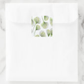 Groene bladen vierkante sticker (Tas)