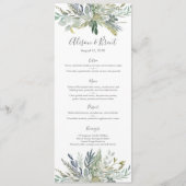 Groene Bladerbladeren Wedding Menu of Programma Ka (Voorkant)