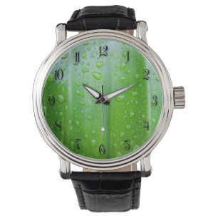 Groene bladeren achtergrond horloge