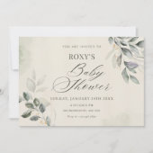 Groene bladeren baby shower kaart (Voorkant)