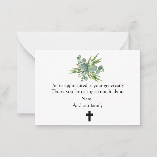 Groene Bladeren Bedankkaart Notitiekaartje (Voorkant)