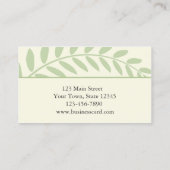 Groene bladeren, bijtakkand visitekaartje (Achterkant)