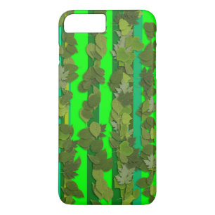 Groene Bladeren Blad Gestreept Achtergrondpatroon iPhone 8 Plus / 7 Plus Hoesje