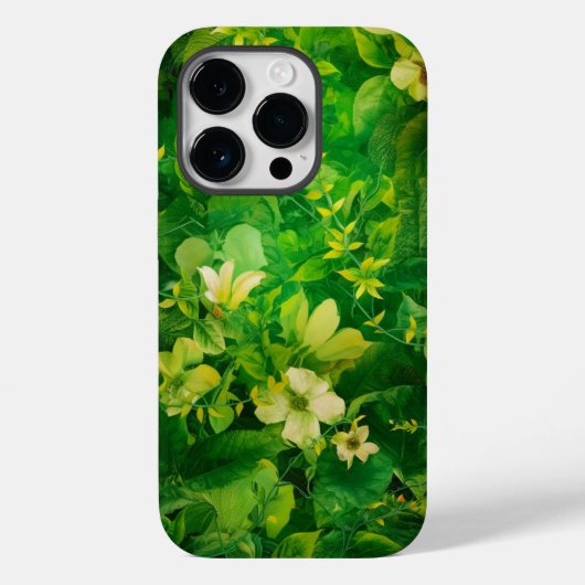 Groene bladeren bloemengeel Case-Mate iPhone case (Achterkant)