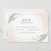 Groene Bladeren & Blush Bruiloft RSVP Kaart (Voorkant)