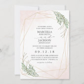 Groene bladeren & Blush Kaart (Voorkant)
