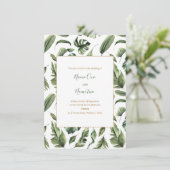 Groene bladeren, bos bruiloft uitnodiging (Staand voorkant)