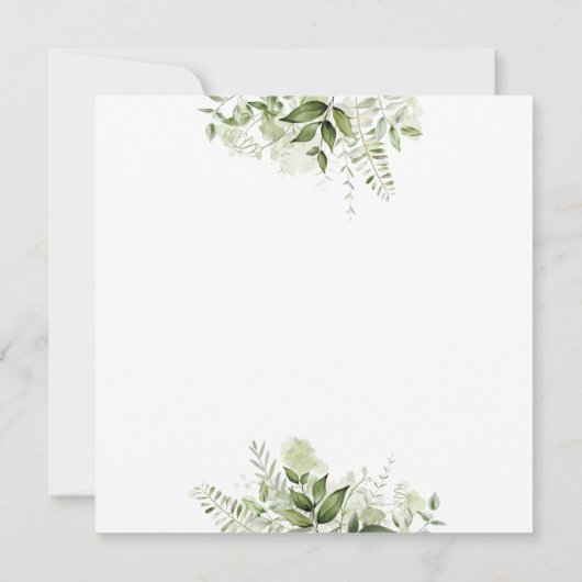 Groene Bladeren Botanisch Elegant Script Trouwdag Kaart (Achterkant)