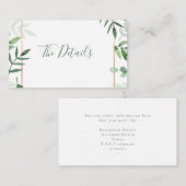 Groene bladeren "de details" trouwenstaart informatiekaartje (Voorkant / Achterkant)