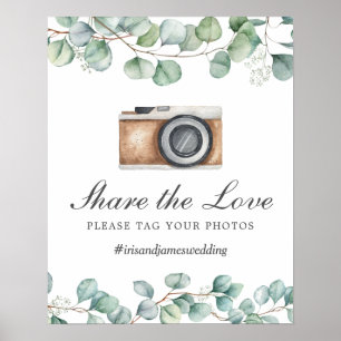 Groene Bladeren Deel de Liefde Tag Foto Huwelijk Poster