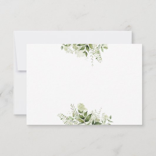 Groene Bladeren Elegant Script Hart Vriendelijk An RSVP Kaartje (Achterkant)