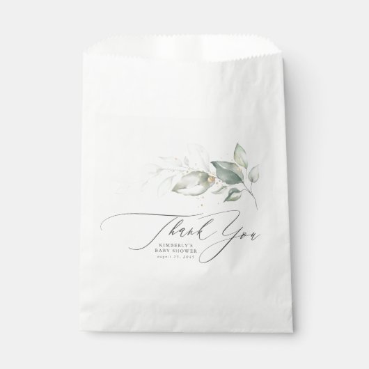 Groene Bladeren Elegante Script Bedankzakje (Voorkant)
