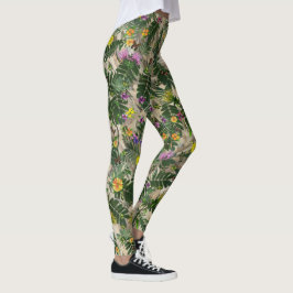 Groene bladeren en bloemige Leggings