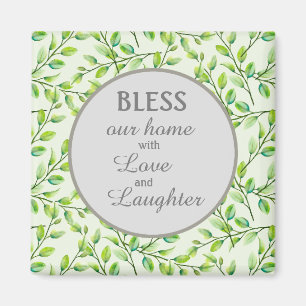 Groene bladeren en filialen in ons huis magneet