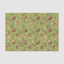 Groene bladeren en koffiebonen tissuepapier