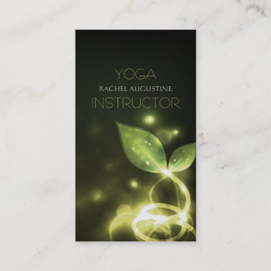 Groene bladeren en OM-symbool Yoga-instructies Visitekaartje (Voorkant)