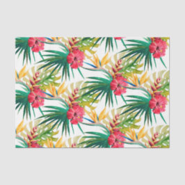 Groene bladeren en rode bloemen tissuepapier