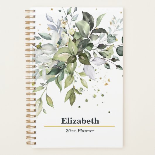 Groene bladeren Eucalyptus jaarlijks maandelijks Planner (Voorkant)