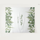 Groene Bladeren Gebladerte Bruiloft Foto Wandkleed (Voorkant (horizontaal))