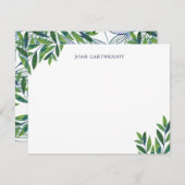 Groene bladeren gepersonaliseerde briefpapier notitiekaartje (Voorkant / Achterkant)