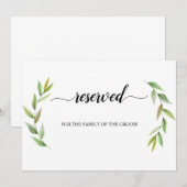 Groene bladeren Gereserveerde bruiloft zitbord Kaart (Voorkant / Achterkant)