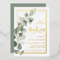 Groene Bladeren Goud Folie Jongen of Meisje Doop