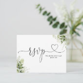 Groene Bladeren Hart Script Lied Verzoek Uitnodiging Briefkaart (Staand voorkant)