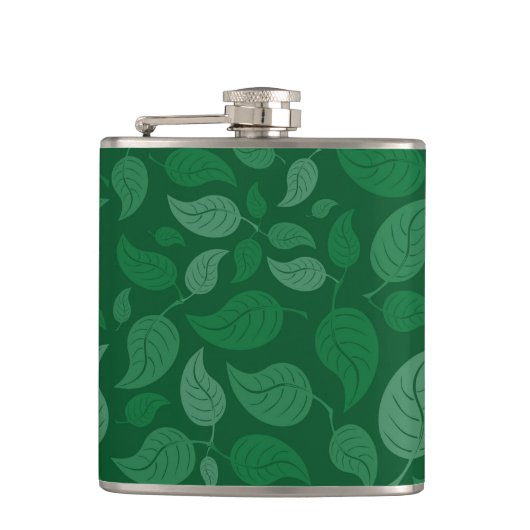 Groene bladeren heupfles (Voorkant)