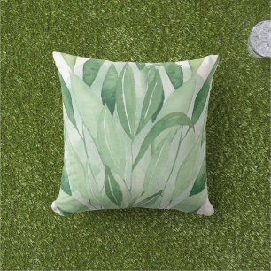 Groene Bladeren Loofwerk Botanisch Wit Natuur Buitenkussen