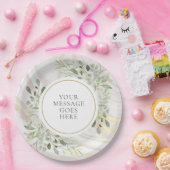 Groene Bladeren Marmer Werveling Feest Papieren Bordje (Feest)