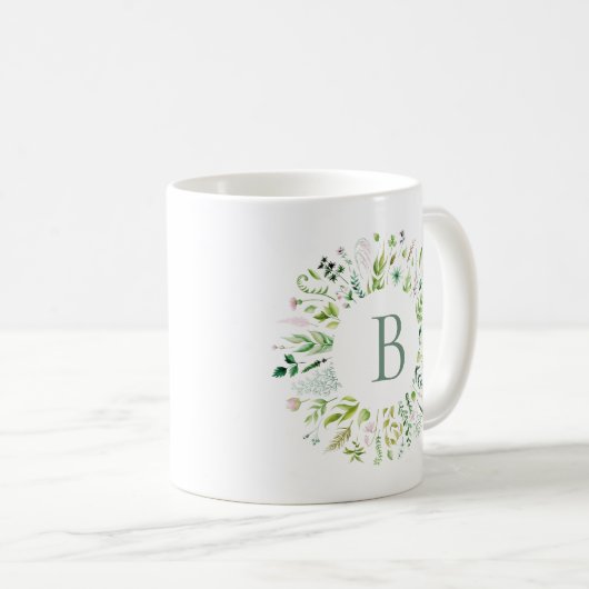 Groene bladeren met Mok koffie (Voorkant rechts)